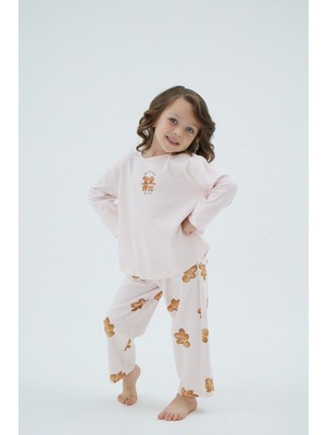 8910 Kız Ç. Baskılı Pijama Takım
