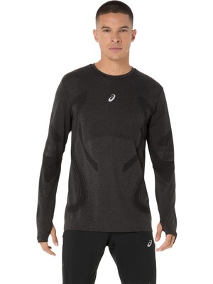 Asics Road Seamless Ls Top Erkek Siyah Beyaz Tshirt 2011D356-001