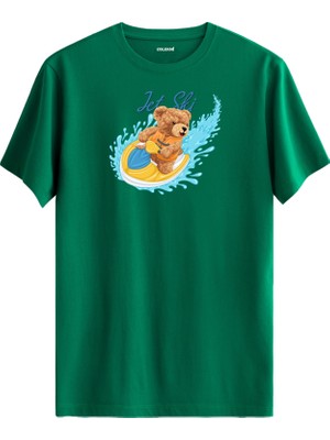 Jet Ski Ayıcık Baskılı Uniseks Tişört - %100 Pamuk Premium Kumaş Regular Tasarım T-Shirt