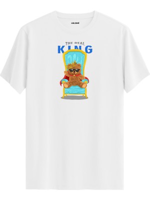 Kral Ayıcık Baskılı Uniseks Tişört - %100 Pamuk Premium Kumaş Regular Tasarım T-Shirt