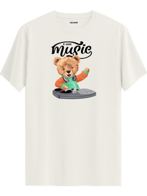 Dj Ayıcık Baskılı Uniseks Tişört - %100 Pamuk Premium Kumaş Tasarım T-Shirt