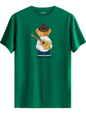 Gitarcı Ayıcık Baskılı Uniseks Tişört - %100 Pamuk Premium Kumaş Regular Tasarım T-Shirt