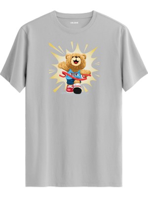 Koşucu Ayıcık Baskılı Uniseks Tişört - %100 Pamuk Premium Kumaş Regular Tasarım T-Shirt