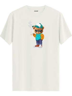 Dolar Işaretli Ayıcık Baskılı Uniseks Tişört - %100 Pamuk Premium Kumaş Regular Tasarım T-Shirt