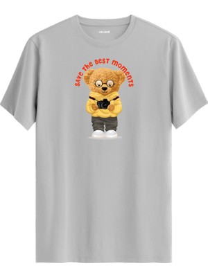 Fotoğrafçı Ayıcık Baskılı Uniseks Tişört - %100 Pamuk Premium Kumaş Tasarım T-Shirt
