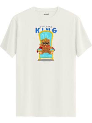 Kral Ayıcık Baskılı Uniseks Tişört - %100 Pamuk Premium Kumaş Regular Tasarım T-Shirt