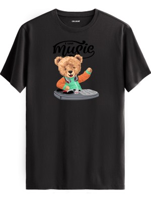 Dj Ayıcık Baskılı Uniseks Tişört - %100 Pamuk Premium Kumaş Tasarım T-Shirt