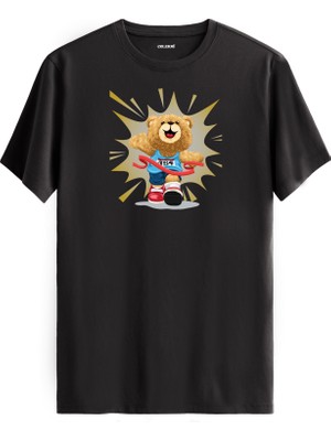 Koşucu Ayıcık Baskılı Uniseks Tişört - %100 Pamuk Premium Kumaş Regular Tasarım T-Shirt