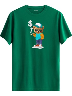 Dolar Işaretli Ayıcık Baskılı Uniseks Tişört - %100 Pamuk Premium Kumaş Regular Tasarım T-Shirt