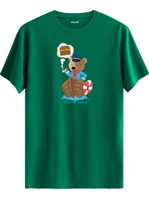 Treasure Hunter Ayıcık Baskılı Uniseks Tişört - %100 Pamuk Tasarım T-Shirt