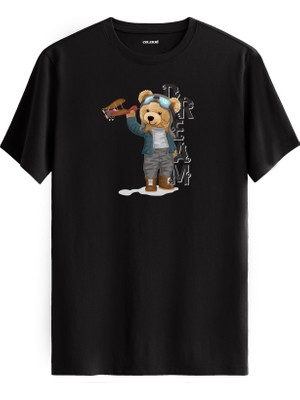 Pilot Ayıcık Baskılı Tişört - %100 Pamuk Premium Kumaş Uçak Temalı Ayıcık Tasarım Tişört