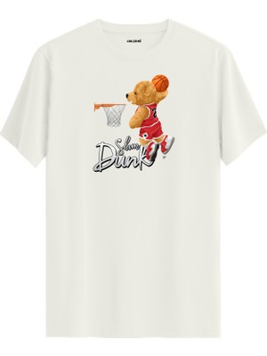 Smaç Basan Basketbolcu Ayıcık Baskılı Tişört - %100 Pamuk Spor Tasarım