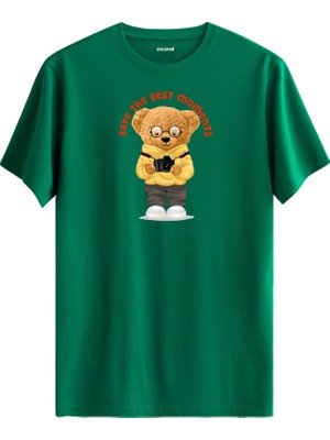 Fotoğrafçı Ayıcık Baskılı Uniseks Tişört - %100 Pamuk Premium Kumaş Tasarım T-Shirt
