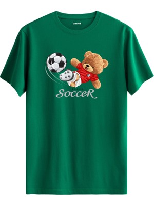 Futbolcu Ayıcık Soccer Baskılı Tişört - %100 Pamuk Tasarım T-Shirt