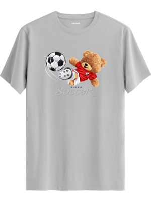 Futbolcu Ayıcık Soccer Baskılı Tişört - %100 Pamuk Tasarım T-Shirt