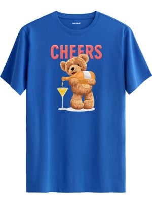 Cheers Ayıcık Baskılı Tişört - %100 Pamuk Tasarım T-Shirt