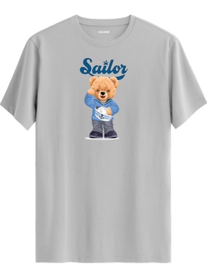 Denizci Ayıcık Baskılı Tişört - %100 Pamuk Premium Kumaş Tasarım T-Shirt