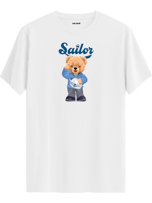 Denizci Ayıcık Baskılı Tişört - %100 Pamuk Premium Kumaş Tasarım T-Shirt