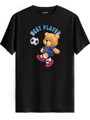 Futbolcu Ayıcık Best Player Baskılı Tişört - %100 Pamuk Tasarım T-Shirt