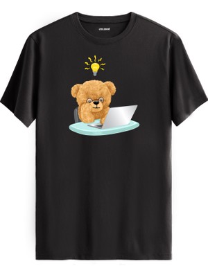 Ayıcık Baskılı Uniseks Tişört - %100 Pamuk Premium Kumaş Regular Tasarım T-Shirt