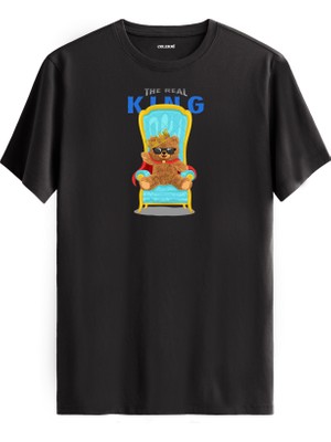 Kral Ayıcık Baskılı Uniseks Tişört - %100 Pamuk Premium Kumaş Regular Tasarım T-Shirt