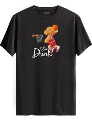 Smaç Basan Basketbolcu Ayıcık Baskılı Tişört - %100 Pamuk Spor Tasarım