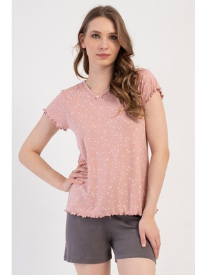 Kadın Vıscon V Yaka Kısa Kol Şortlu Pijama Takım
, 409285