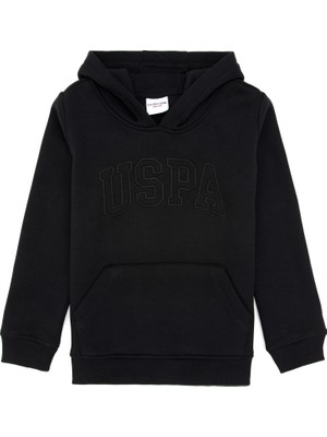 U.S. Polo Assn. Kız Çocuk Siyah Kapüşonlu Şardonlu Basic Sweatshirt 50314311-VR046