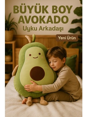 Büyük Boy Avokado Peluş Uyku Arkadaşı - Uyku ve Oyun Arkadaşı, Hediyelik - 95X65 cm Yumuşak Yastık