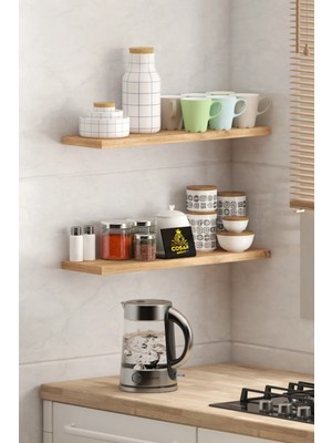 70CM 2li Masif Duvar Rafı Kütüphane Kitaplık Banyo ve Mutfak Düzenleyici Derinlik 12 cm