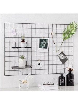 Siyah Duvar Askılığı, Mandallı Tel Raf, Şık ve Kullanışlı Dekoratif Ürün