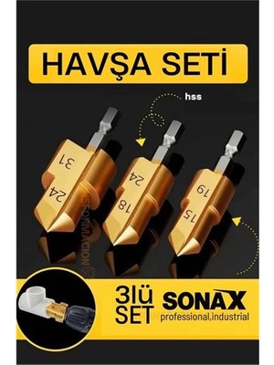 Bx Plastik Boru Kalemtraş Kademeli Boru Açma Pvc Pprc Boru Tamir Delme Genişletme Onarımı Için 3lü Havşa Seti