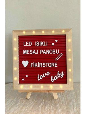 Hall Breathe Kırmızı LED Işıklı Ahşap Mesaj Panosu Beyaz Harfli 25 x 35 cm Ölçüler Ahşap Ayaklı