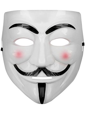 Beyaz Pembe Yanaklı V For Vendetta Maskesi