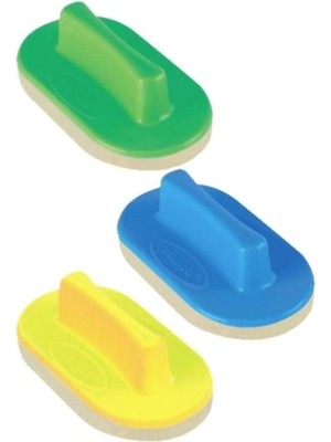 3'lü Renkli Tahta Silgisi, Plastik Saplı, Okul ve Ofis Kullanımı