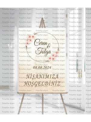 Kişiye Özel Kına Nişan Nikah Düğün Hoşgeldiniz Karşılama Panosu 33X48 cm