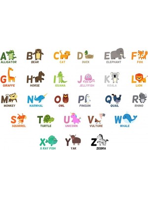 Hall Breathe 105X70CM Eğlenceli Hayvan İsimleri ve İngilizce Alfabe Statik Duvar Kağıdı Altın Renk Seçenek 1