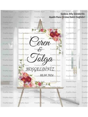 Kişiye Özel Hoşgeldiniz Karşılama Panosu 33X48 Cm, Düğün, Nişan, Kına ve Nikah Için
