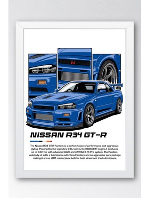 Nissan R34 Gt-R Çerçeveli Tablo - Nissan Car Poster