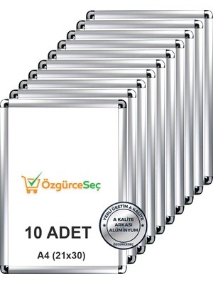Açılır Kapanır Rondo Alüminyum Çerçeve 25MM A4 (21X30) 10 Adet, Gri
