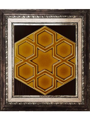 20X20 cm Rölyefli Karamel Selçuk Yıldızı Desenli Çini Panо