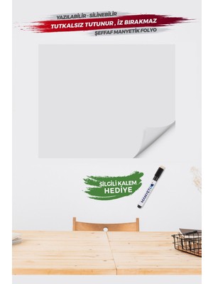 2'li Şeffaf Yazı Tahtası 100X120CM, Silgili Kalem Hediyeli