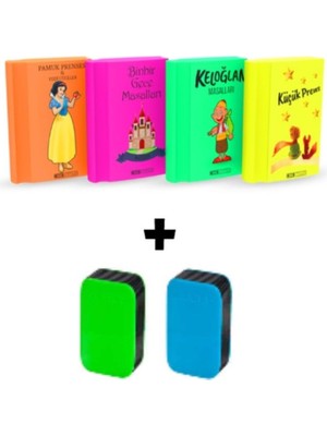 Neon Kitap Sığı ve Kalemtraş Seti, 4 ve 2 Adet Seçeneklerle Uygun Fiyatlı
