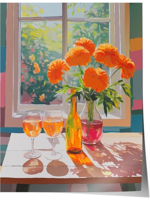 Çerçevesiz Poster, Pencereden Kasımpatı Manzarası, Salon Dekoru Poster No: 111685