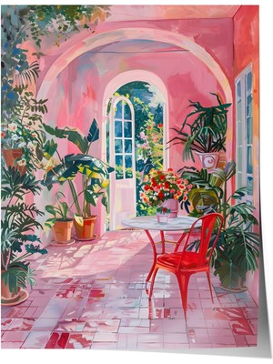 Çerçevesiz Poster, Pembe Kapı Manzarası, Salon Dekoru Poster No: 111917