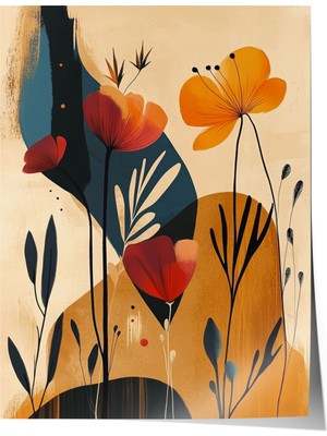 Çerçevesiz Poster, Sarı Kırmızı Gelincikler, Salon Dekoru Poster No: 111560