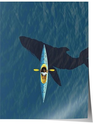 Çerçevesiz Poster, Kanoda Kürek Çeken Kişi, Ofis Dekoru Poster No: 111375