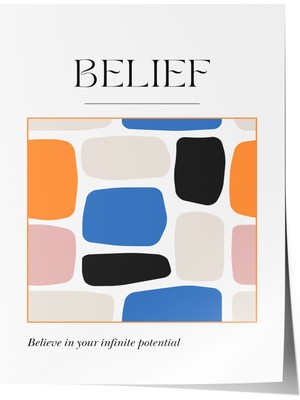 Çerçevesiz Poster, Belief Geometrik Desen, Çalışma Odası Dekoru Poster No: 112217