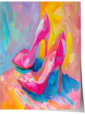 Çerçevesiz Poster, Pastel Tonda Topuklu Ayakkabı, Yatak Odası Dekoru Poster No: 111882