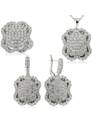 Zirkon Taşlı 925 Ayar Gümüş Kadın Set